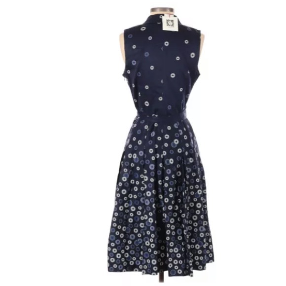 NWT ANNE KLEIN Navy Floral Dress Blue Fit & Flare - Picture 3 of 5